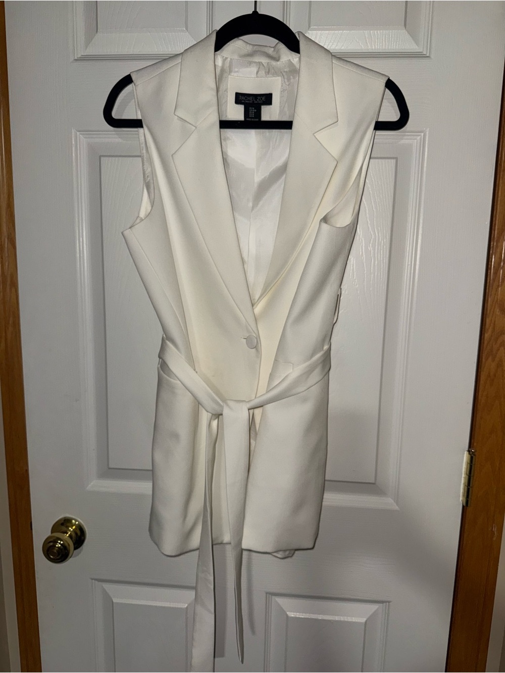 Rachel Zoe Ivory Sleeveless Belted Blazer Vest